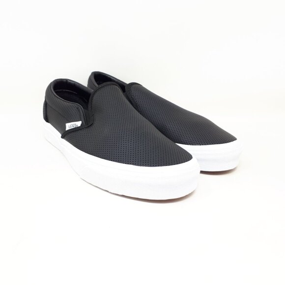 Vans Classic Slip-On Perf Leather Black Skate Casual Shoe Sneaker Womens US Size - Picture 4 of 11